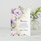 Carte Élégant Lavande Floral Merci funéraire | PHOTO (Debout devant)