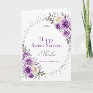 Carte Élégant Lavande Sweet 16