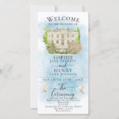 Carte Elégant Lieu Fontaine colombe Luxe Mariage Program (Devant)