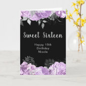 Carte Elegant Lilac and Silver Flowers Sweet Sixteen (Fleur jaune)