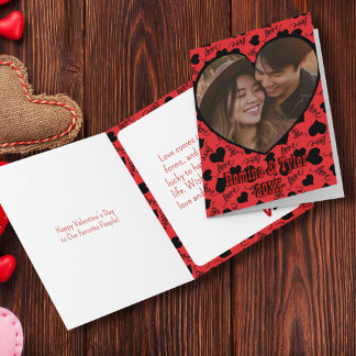 Carte Elegant LOVE Valentine's Photo & Messages rouge