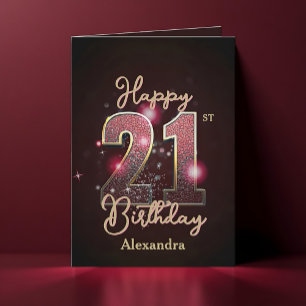 Carte Élégant luxe brillant minuit brillant 21e annivers