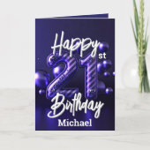 Carte Elégant Luxueux Chic Purple 21e anniversaire (Devant)