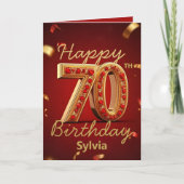 Carte Elégant Luxueux Or et Rouge Rubis 70e Anniversaire (Devant)