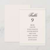 Carte Elegant Luxury Vintage Classic Wedding Table No (Devant / Derrière)