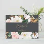 Carte Élégant Magnolia | Panneau réservé noir et blanc (Debout devant)