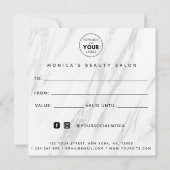 Carte Elégant Marbre blanc Classy Salon de Beauté Logo C (Dos)