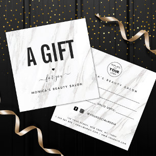 Carte Elégant Marbre blanc Classy Salon de Beauté Logo C