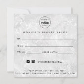 Carte Elégant Marbre blanc Classy Salon de Beauté Logo C (Dos)