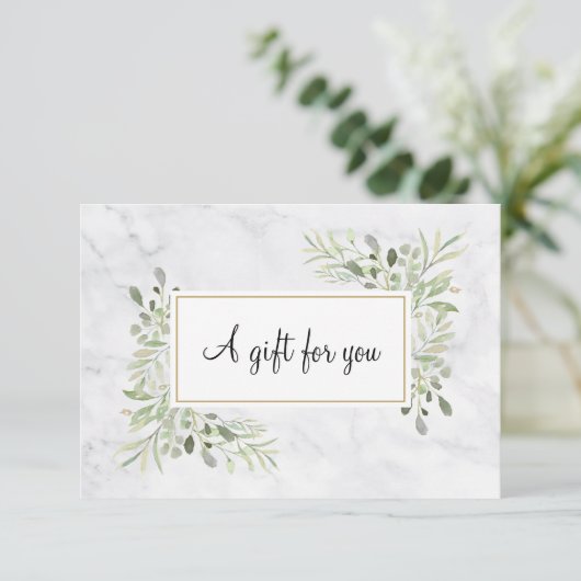 Carte Élégant Marbre vert vert floral certificat cadeau (Debout devant)