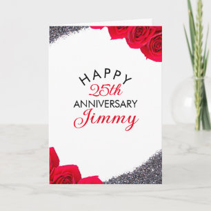 Carte Élégant Mari Parties scintillant Argent 25e annive
