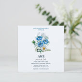 Carte Élégant MARIAGE à fleurs Blue Nigella (Debout devant)