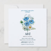 Carte Élégant MARIAGE à fleurs Blue Nigella (Devant)