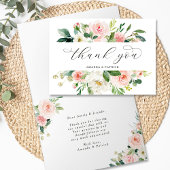 Carte Élégant Mariage à fleurs rose pâle Merci plié
