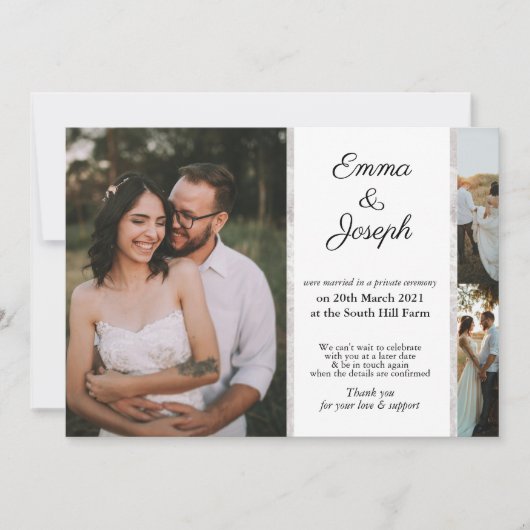 Carte Elégant Mariage chic en marbre retardé sur mesure  (Devant)