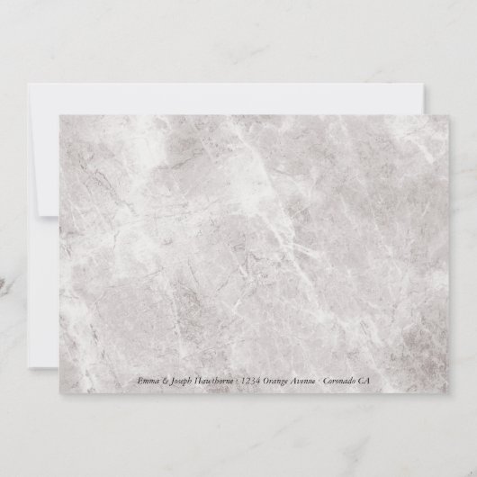 Carte Elégant Mariage chic en marbre retardé sur mesure (Dos)