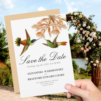 Carte Elégant Mariage Colibri Blush Pink Lily