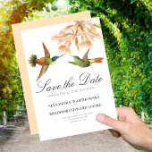 Carte Elégant Mariage Colibri Blush Pink Lily