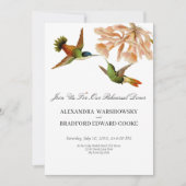 Carte Elégant Mariage Colibri vert rose pâle (Devant)