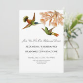 Carte Elégant Mariage Colibri vert rose pâle (Debout devant)