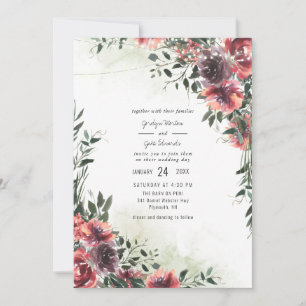 Carte Élégant Mariage d'aquarelle florale violet