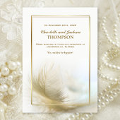 Carte Élégant Mariage de plumes or