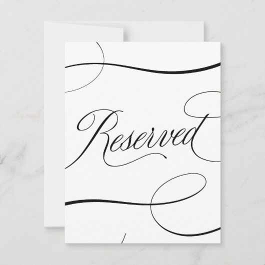 Carte Élégant Mariage de script B & W Connexion de table (Devant)