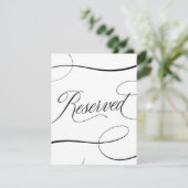 Carte Élégant Mariage de script B & W Connexion de table (Debout devant)