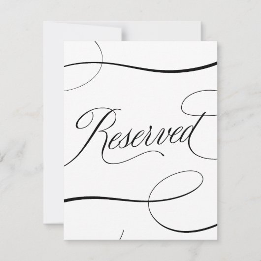 Carte Élégant Mariage de script B & W Connexion de table (Dos)