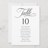 Carte Élégant Mariage de script Sièges Numéros de tablea (Devant)