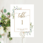 Carte Élégant Mariage de verdure Numéro de table, blanc<br><div class="desc">Aidez vos invités à trouver leur table avec cette carte de numéro de table verte élégante. Cartes de plan de sièges assorties disponibles. Cadre en blanc avec des détails d'aquarelle de verdure délicate présentant votre numéro de table personnalisé avec nom(s) et événement. Cartes recto verso pour que les clients puissent...</div>