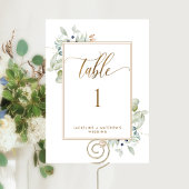 Carte Élégant Mariage de verdure Numéro de table, blanc
