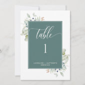 Carte Élégant Mariage de verdure Numéro de table, vert (Devant)
