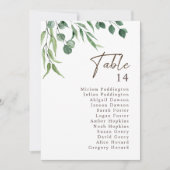 Carte Élégant Mariage de verdure rustique Tableau Numéro (Devant)