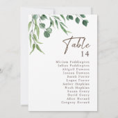 Carte Élégant Mariage de verdure rustique Tableau Numéro (Dos)