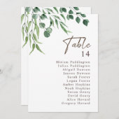 Carte Élégant Mariage de verdure rustique Tableau Numéro (Devant / Derrière)