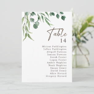 Carte Élégant Mariage de verdure rustique Tableau Numéro