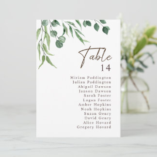Carte Élégant Mariage de verdure rustique Tableau Numéro