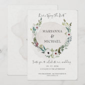 Carte Élégant mariage écriture fine verdure Bourgogne (Devant / Derrière)