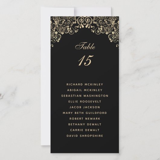 Carte Élégant Mariage en or noir (Devant)