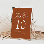Carte Élégant Mariage en terre cuite moderne numéros de<br><div class="desc">Cartes de numéro de table mariage tendance et minimaliste avec lettrage moderne blanc avec "Table" dans script de calligraphie moderne. Le design se compose d'un arrière - plan en terre cuite ou d'une couleur de votre choix. Le dessin se répète à l'arrière. Pour commander les cartes de table en terre...</div>