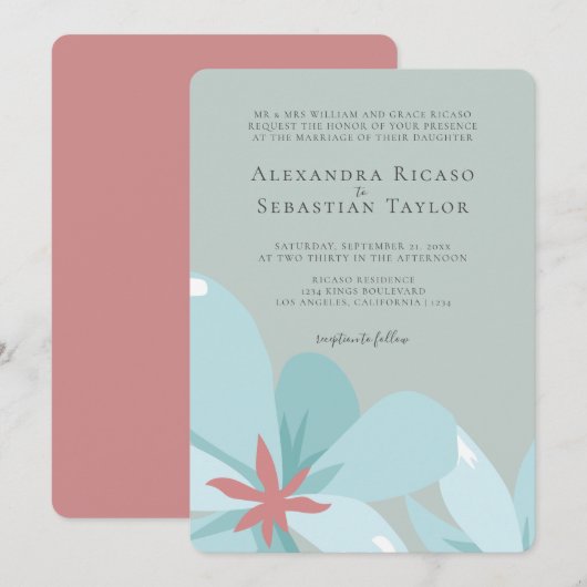 Carte Élégant Mariage Floral Ampersand Collection (Devant / Derrière)