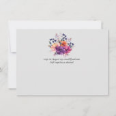 Carte Élégant Mariage Floral violet orange (Dos)