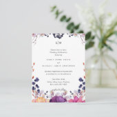 Carte Élégant Mariage Floral violet orange (Debout devant)