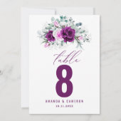 Carte Élégant Mariage floral violet rustique Numéro de t (Dos)