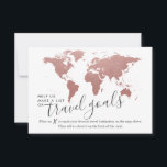 Carte Elégant Mariage Idées de Voyage Conseils<br><div class="desc">Créez une alternative unique et amusante de réservation d'invités pour un voyage thème de douche nuptiale ou de destination couple de mariage qui aime voyager avec ces cartes de conseils de voyage amusants avec une carte du monde rose rose or et blanc pour les invités à marquer leurs lieux de...</div>