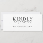 Carte Élégant, Mariage, Réservé Signal à accrocher sur l (Devant)