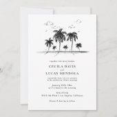 Carte Elégant Mariage Tropical Beach Palm Tree (Devant)