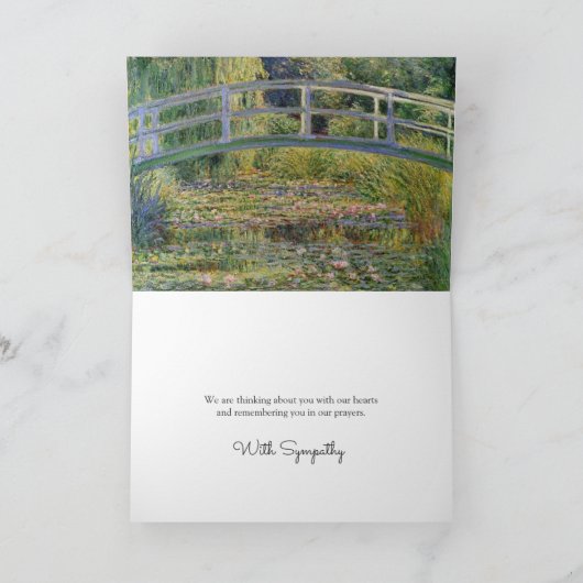 Carte Élégant Mémorial Lily Pond Condolence Sympathie (Intérieur)