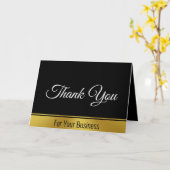 Carte Élégant Merci d'affaires noir blanc et or (Fleur jaune)